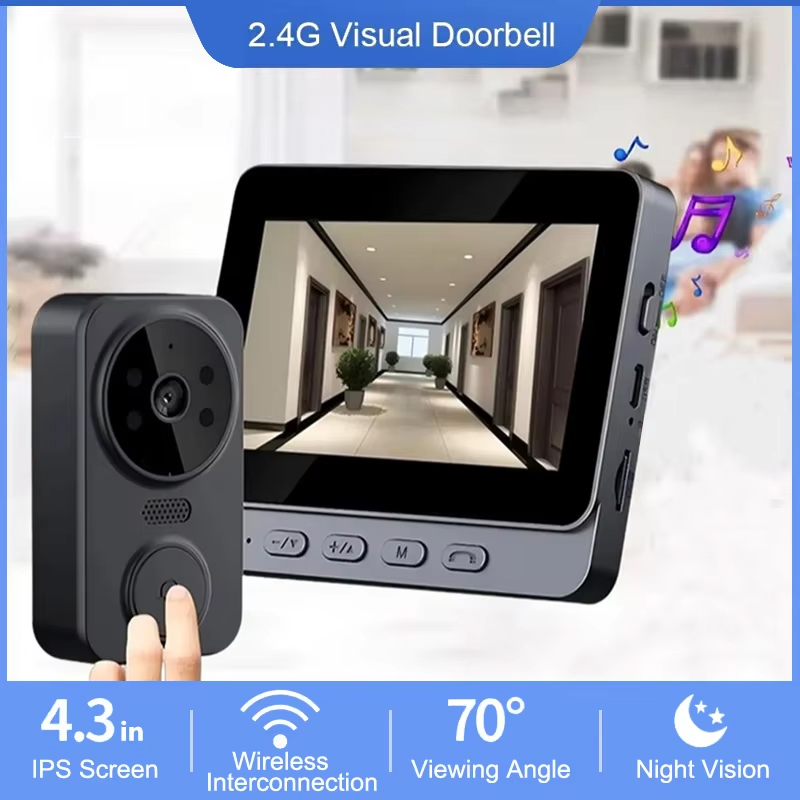 Smart Home Video Doorbell Enhanced Security With Smart Doorbell - 4,3 inch WiFi draadloze videodeurbel tweeweg